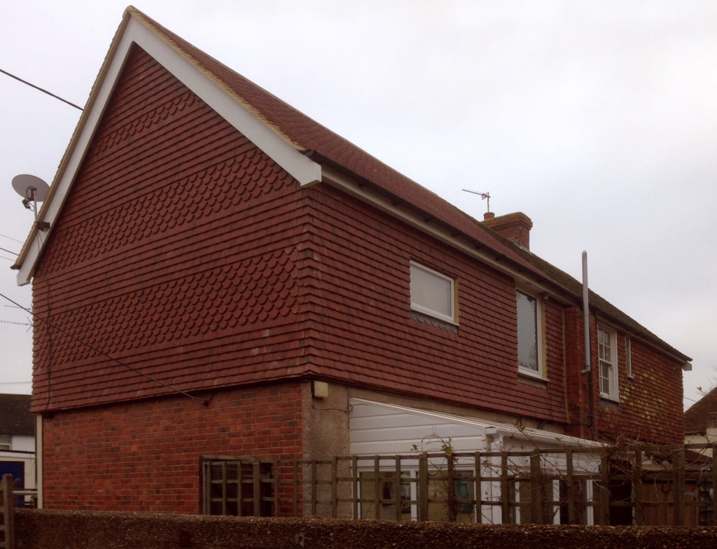 Tile-hung gable end and roof on a Kent property